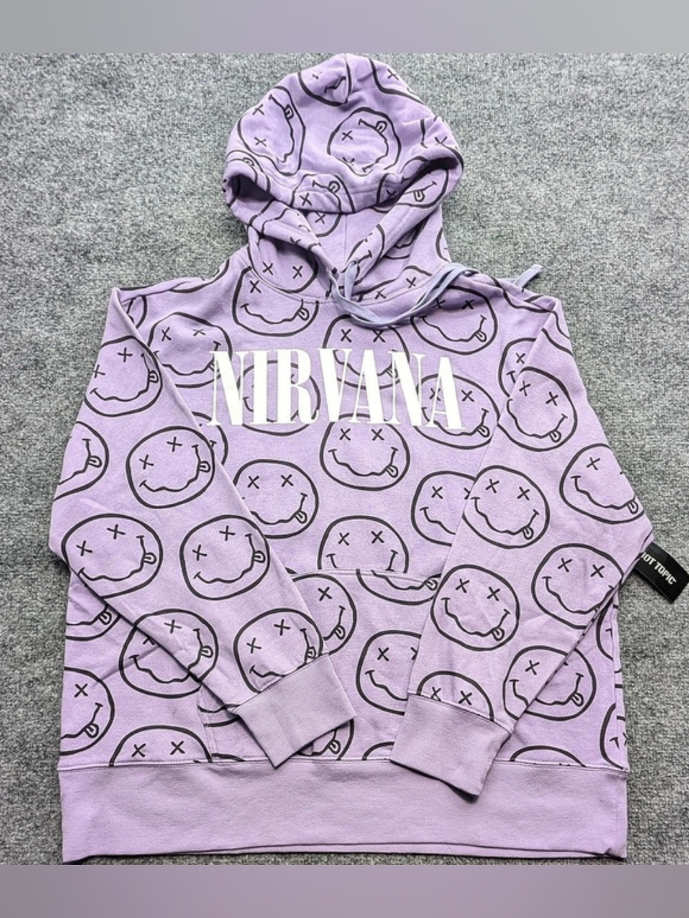 Nirvana Smiley Hoodie Sweatshirt Women's Size Medium Lavender/Purple Hot Topic